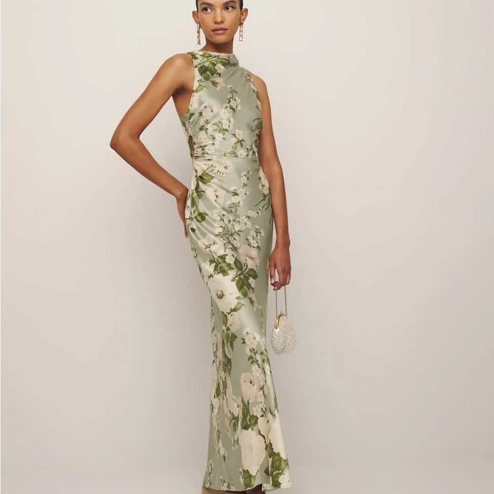 Reformation Anaiis silk dress Tarragon - Picture 5 of 6